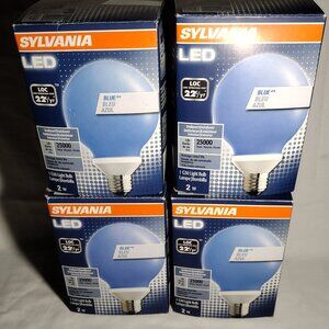 4 Lot of Sylvania 2 Watt Blue LED G30 globe style light bulbs NIB